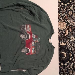 Grayson Threads Green Crewneck with Red Truck Design
